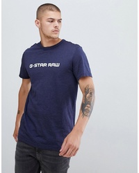 T-shirt à col rond imprimé bleu marine et blanc G Star