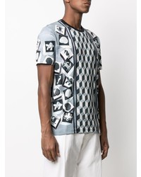 T-shirt à col rond imprimé bleu marine et blanc Dolce & Gabbana