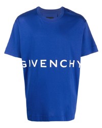 T-shirt à col rond imprimé bleu marine et blanc Givenchy