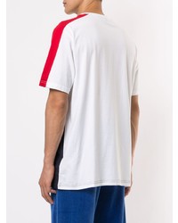 T-shirt à col rond imprimé bleu marine et blanc Fila