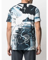 T-shirt à col rond imprimé bleu marine et blanc PS Paul Smith