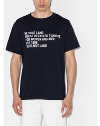 T-shirt à col rond imprimé bleu marine et blanc Helmut Lang
