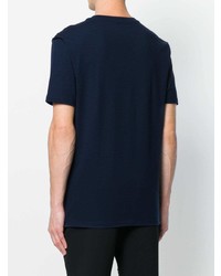 T-shirt à col rond imprimé bleu marine et blanc Versace
