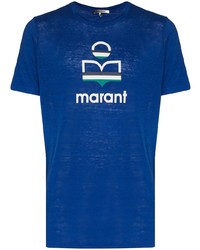 T-shirt à col rond imprimé bleu marine et blanc Isabel Marant