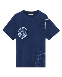 T-shirt à col rond imprimé bleu marine et blanc John Elliott