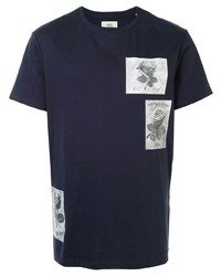T-shirt à col rond imprimé bleu marine et blanc Kent & Curwen