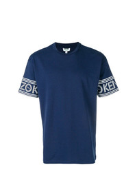 T-shirt à col rond imprimé bleu marine et blanc Kenzo