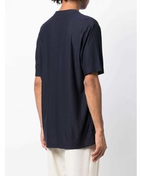 T-shirt à col rond imprimé bleu marine et blanc Giorgio Armani