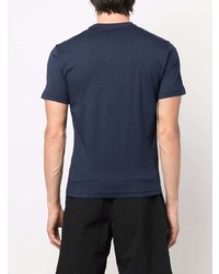 T-shirt à col rond imprimé bleu marine et blanc Ea7 Emporio Armani