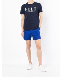 T-shirt à col rond imprimé bleu marine et blanc Polo Ralph Lauren