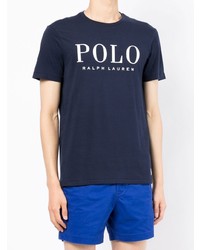 T-shirt à col rond imprimé bleu marine et blanc Polo Ralph Lauren