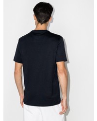 T-shirt à col rond imprimé bleu marine et blanc BOSS