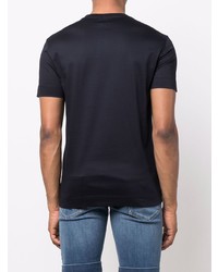 T-shirt à col rond imprimé bleu marine et blanc Emporio Armani