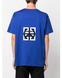 T-shirt à col rond imprimé bleu marine et blanc Givenchy
