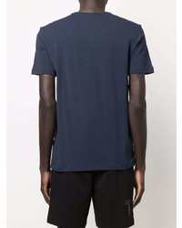 T-shirt à col rond imprimé bleu marine et blanc Ea7 Emporio Armani