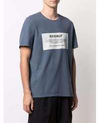 T-shirt à col rond imprimé bleu marine et blanc ECOALF