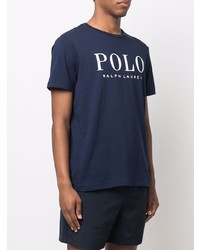 T-shirt à col rond imprimé bleu marine et blanc Polo Ralph Lauren