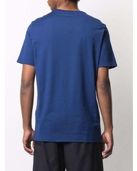 T-shirt à col rond imprimé bleu marine et blanc Salvatore Ferragamo