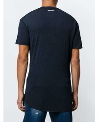 T-shirt à col rond imprimé bleu marine et blanc DSQUARED2