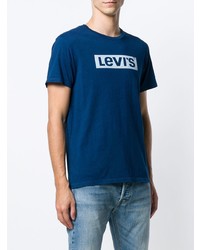 T-shirt à col rond imprimé bleu marine et blanc Levi's