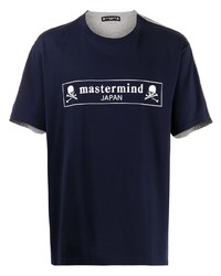 T-shirt à col rond imprimé bleu marine et blanc Mastermind Japan