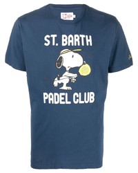 T-shirt à col rond imprimé bleu marine et blanc MC2 Saint Barth
