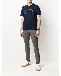 T-shirt à col rond imprimé bleu marine et blanc Michael Kors