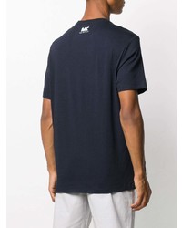 T-shirt à col rond imprimé bleu marine et blanc Michael Kors