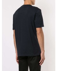 T-shirt à col rond imprimé bleu marine et blanc Emporio Armani