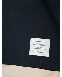 T-shirt à col rond imprimé bleu marine et blanc Thom Browne