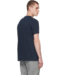 T-shirt à col rond imprimé bleu marine et blanc Alexander McQueen