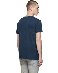 T-shirt à col rond imprimé bleu marine et blanc Alchemist