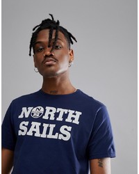 T-shirt à col rond imprimé bleu marine et blanc North Sails