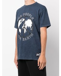 T-shirt à col rond imprimé bleu marine et blanc PATTA