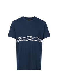 T-shirt à col rond imprimé bleu marine et blanc Onia
