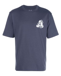 T-shirt à col rond imprimé bleu marine et blanc Palace