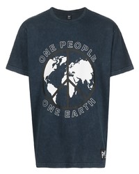 T-shirt à col rond imprimé bleu marine et blanc PATTA