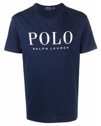 T-shirt à col rond imprimé bleu marine et blanc Polo Ralph Lauren