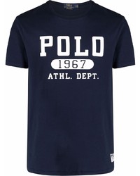 T-shirt à col rond imprimé bleu marine et blanc Polo Ralph Lauren