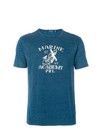 T-shirt à col rond imprimé bleu marine et blanc Polo Ralph Lauren