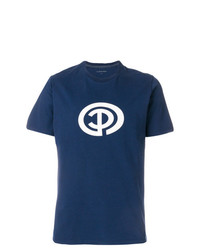 T-shirt à col rond imprimé bleu marine et blanc Pop Trading International