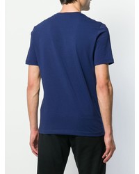 T-shirt à col rond imprimé bleu marine et blanc Love Moschino