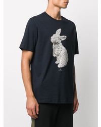 T-shirt à col rond imprimé bleu marine et blanc PS Paul Smith