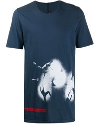 T-shirt à col rond imprimé bleu marine et blanc Rick Owens DRKSHDW
