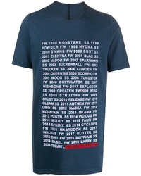T-shirt à col rond imprimé bleu marine et blanc Rick Owens DRKSHDW