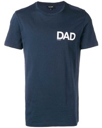 T-shirt à col rond imprimé bleu marine et blanc Ron Dorff