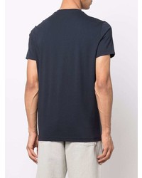 T-shirt à col rond imprimé bleu marine et blanc Aspesi