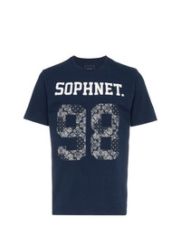 T-shirt à col rond imprimé bleu marine et blanc Sophnet.