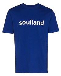T-shirt à col rond imprimé bleu marine et blanc Soulland