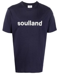 T-shirt à col rond imprimé bleu marine et blanc Soulland
